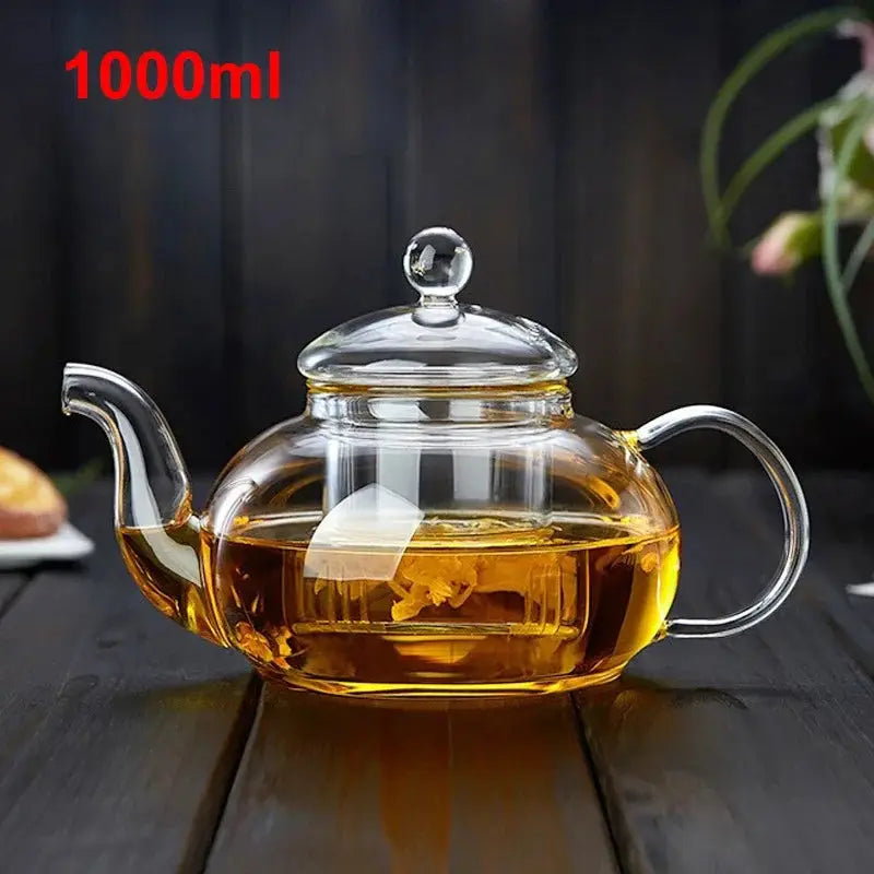 High Borosilicate Glass Flower Teapot Set: Heat-Resistant, Filterable, 400ml/1000ml"-7