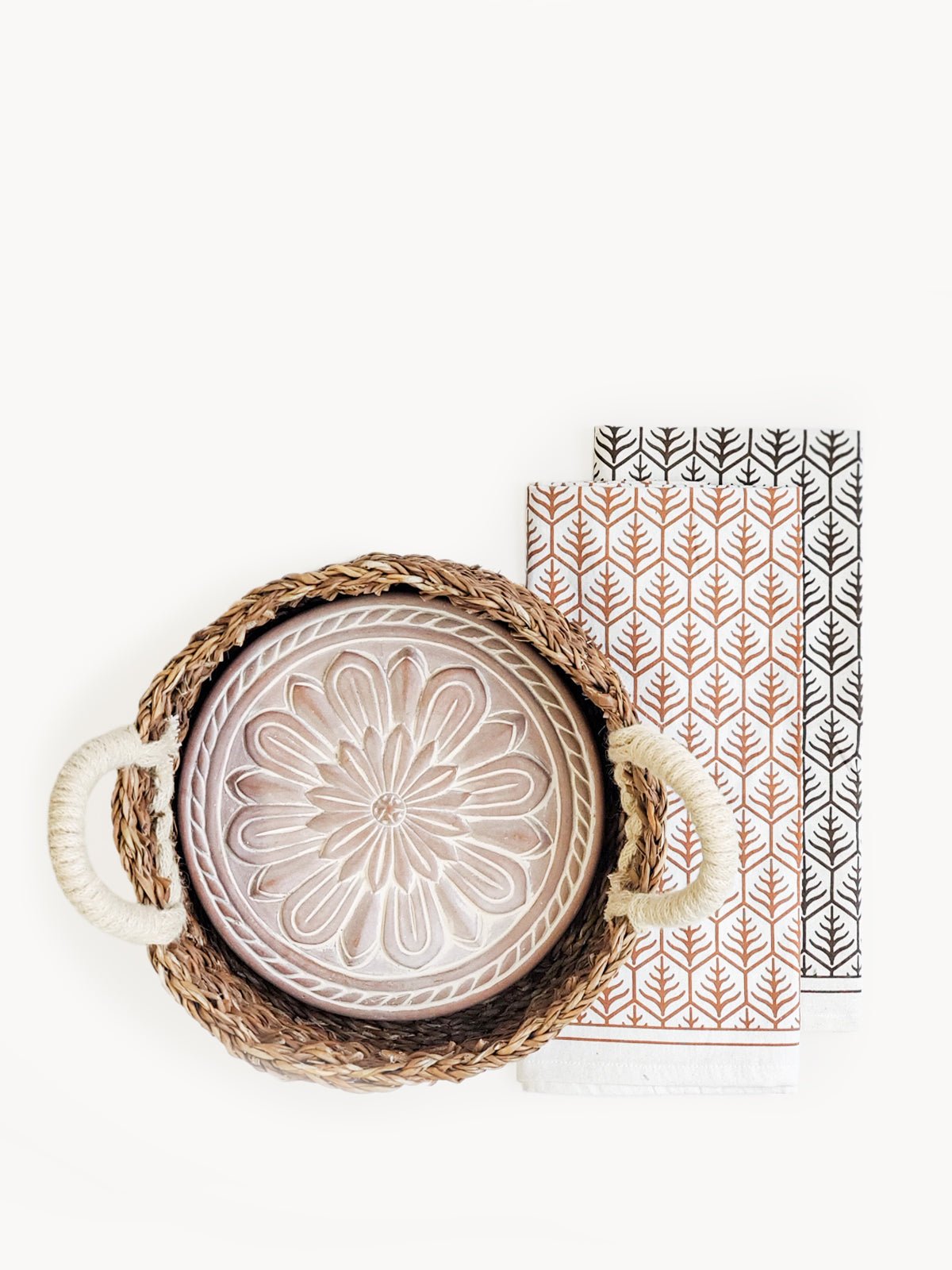 Bread Warmer & Basket Gift Set with Tea Towel - Vintage Flower - Shellcreations