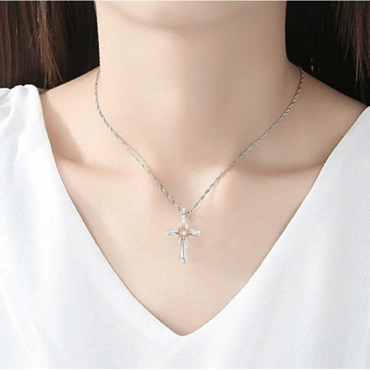 FCJ Religious Style Star Cross Alloy Pendant Stainless Steel Charm Gold Plated Customizable Pattern Octagonal Shape - Shellcreations