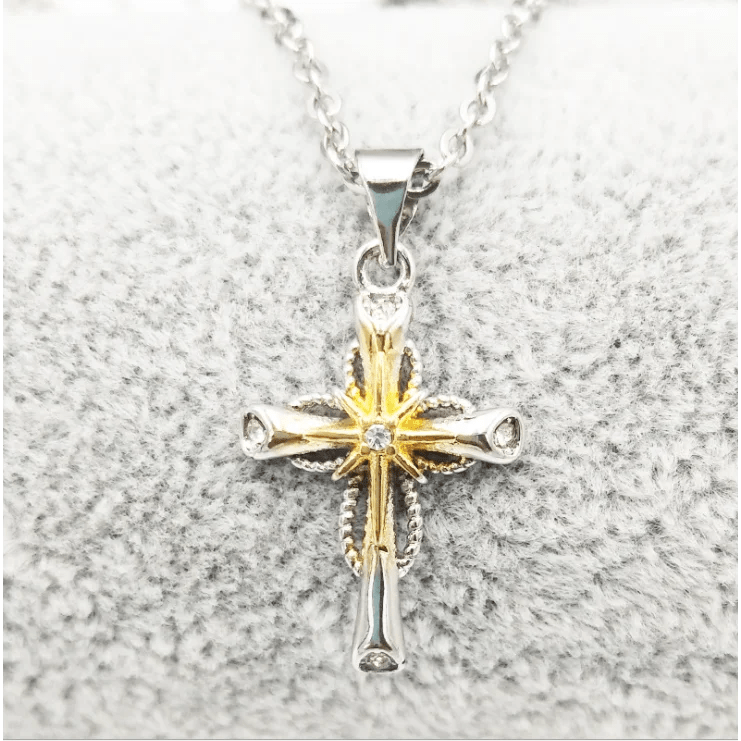 FCJ Religious Style Star Cross Alloy Pendant Stainless Steel Charm Gold Plated Customizable Pattern Octagonal Shape - Shellcreations