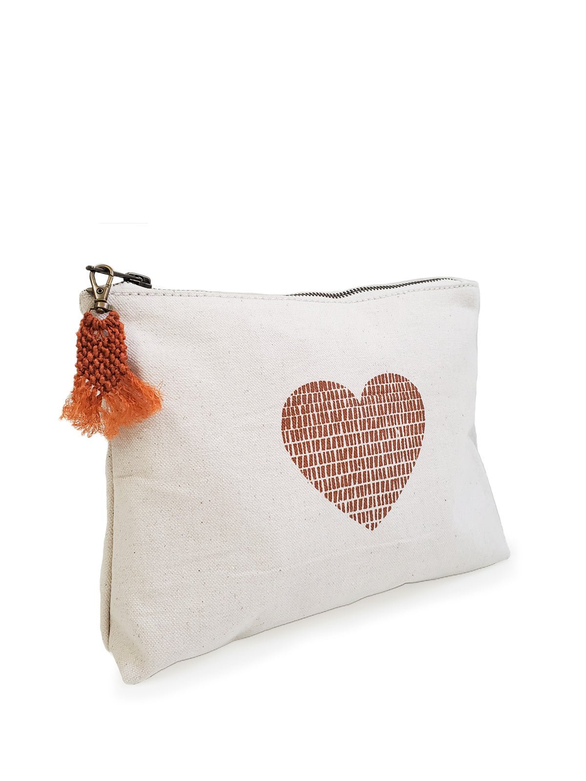 Hand Screen Printed Cotton Canvas Pouch - Love - Shellcreations