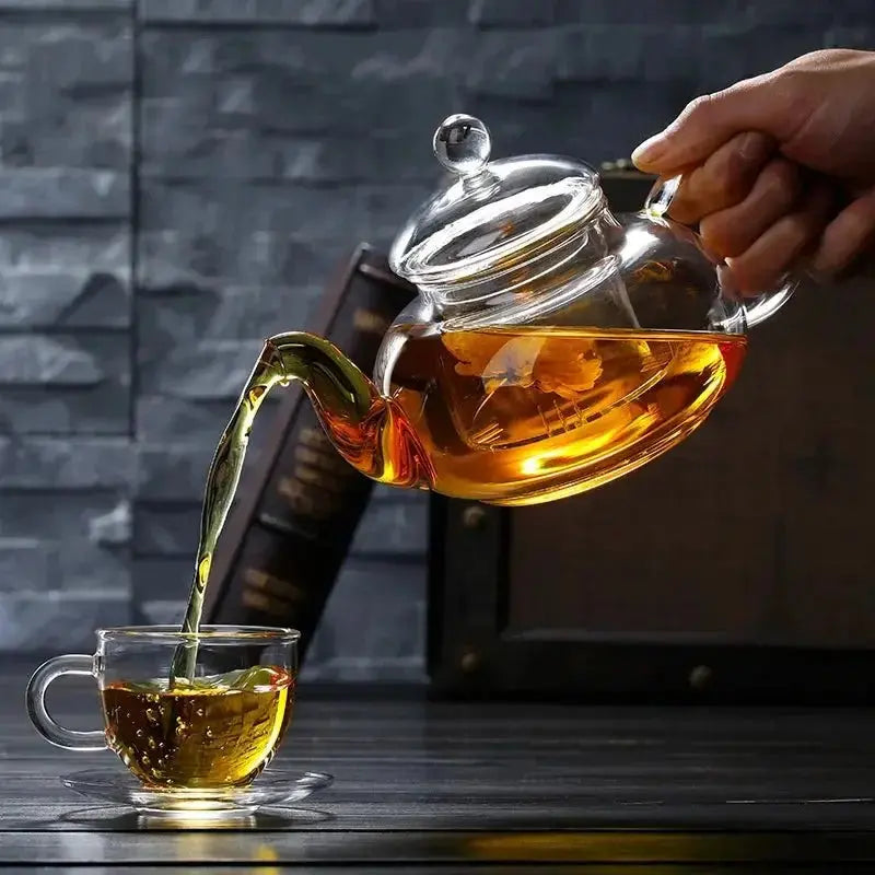 High Borosilicate Glass Flower Teapot Set: Heat - Resistant, Filterable, 400ml/1000ml" - Shellcreations