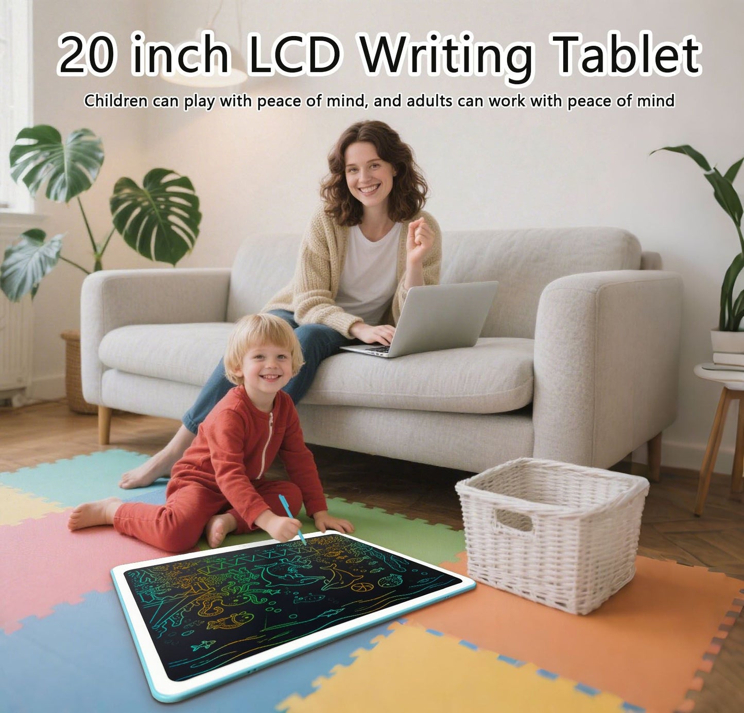 LCD Writing Tablet, Valentines Day Gifts for Kids,20 Inch Colorful Toddler Doodle Board Drawing Tablet, Erasable Reusable Electronic Drawing Pads, Educational and Learning Toys for Kids - Shellcreations