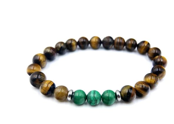 Natural Malachite Tiger Eye Beaded Bracelet - Shellcreations