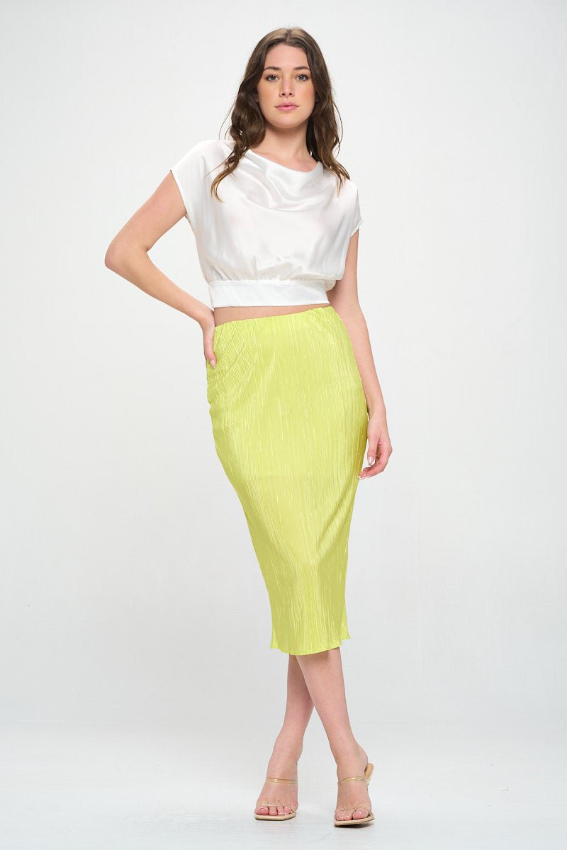 Satin Cowl Neck Short Sleeve Crop Top with Open Back Detail and Tie - Shellcreations