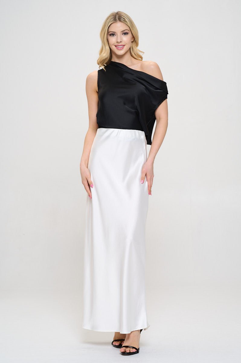Solid Silky Satin Maxi Skirt - Shellcreations