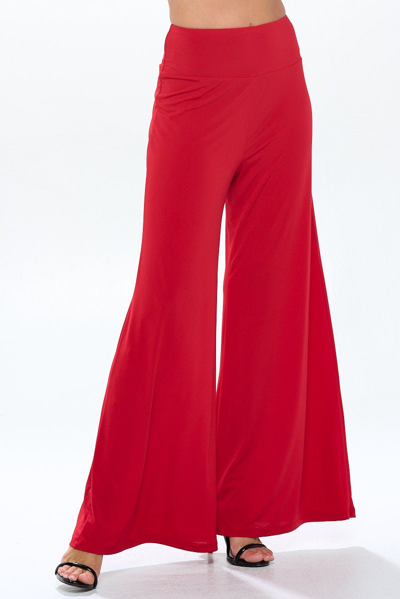Solid Wide Leg Pants with Thick Waistband - Shellcreations