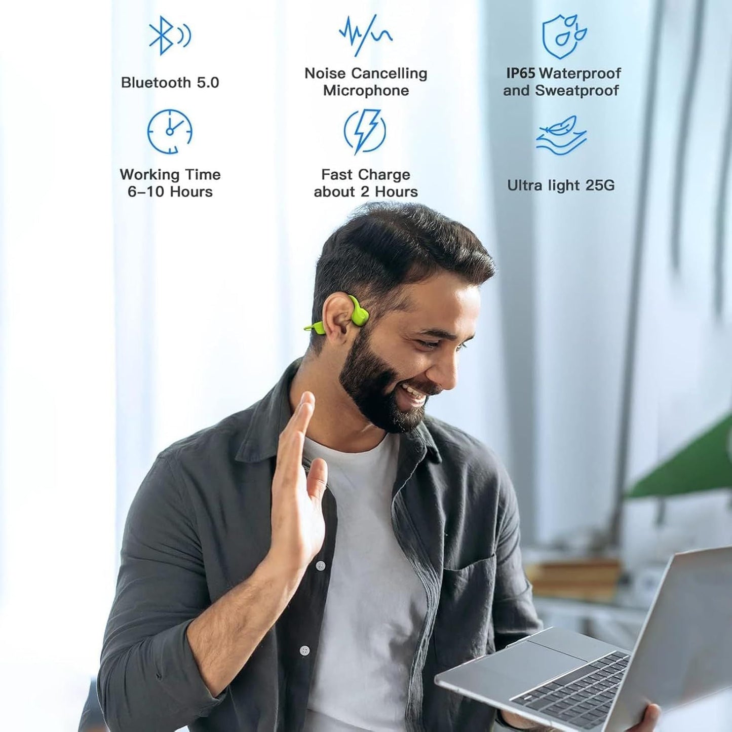 Sport Wireless Bone Conduction Earphones – Open - Ear Safety Design, IPX6 Sweatproof, 8 Hrs Call, US Dropship - Shellcreations