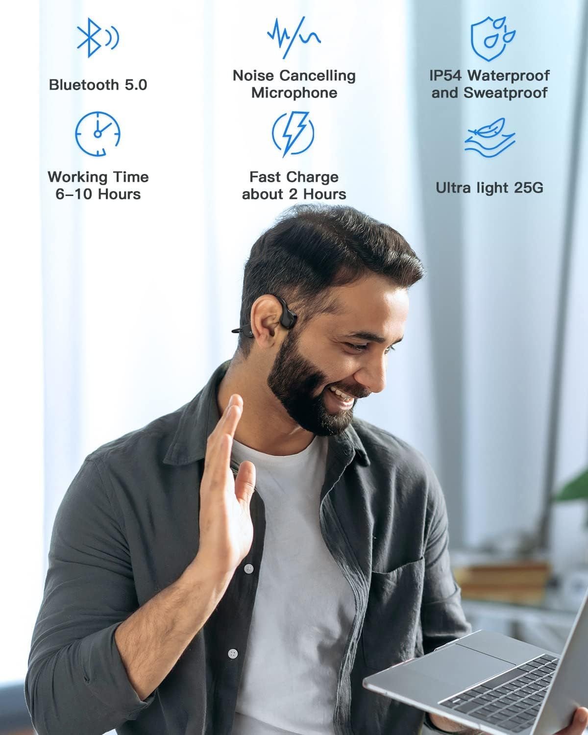 Sport Wireless Bone Conduction Earphones – Open - Ear Safety Design, IPX6 Sweatproof, 8 Hrs Call, US Dropship - Shellcreations