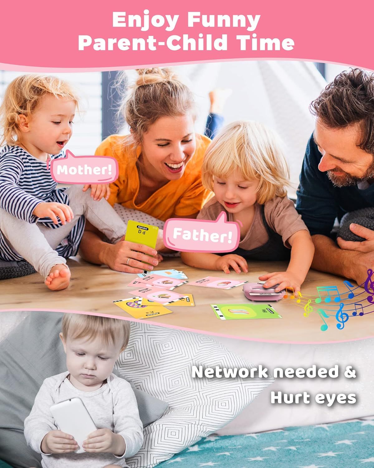 Talking Flash Cards,Kids Toddler Flash Cards with 448 Sight Words,Montessori Toys,Autism Sensory Toys,Speech Therapy Toys,Learning Educational Gifts for Age 1 2 3 4 5 Years Old Boys and Girls - Shellcreations