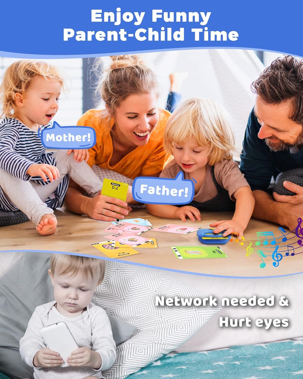 Talking Flash Cards,Kids Toddler Flash Cards with 448 Sight Words,Montessori Toys,Autism Sensory Toys,Speech Therapy Toys,Learning Educational Gifts for Age 1 2 3 4 5 Years Old Boys and Girls - Shellcreations