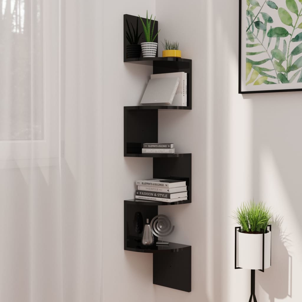 vidaXL Wall Corner Shelf 5 - Tier Floating Shelf Wall Mounted Display Shelf - Shellcreations