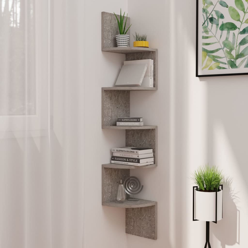 vidaXL Wall Corner Shelf 5 - Tier Floating Shelf Wall Mounted Display Shelf - Shellcreations