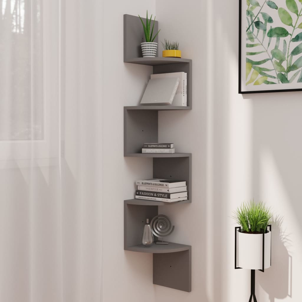 vidaXL Wall Corner Shelf 5 - Tier Floating Shelf Wall Mounted Display Shelf - Shellcreations