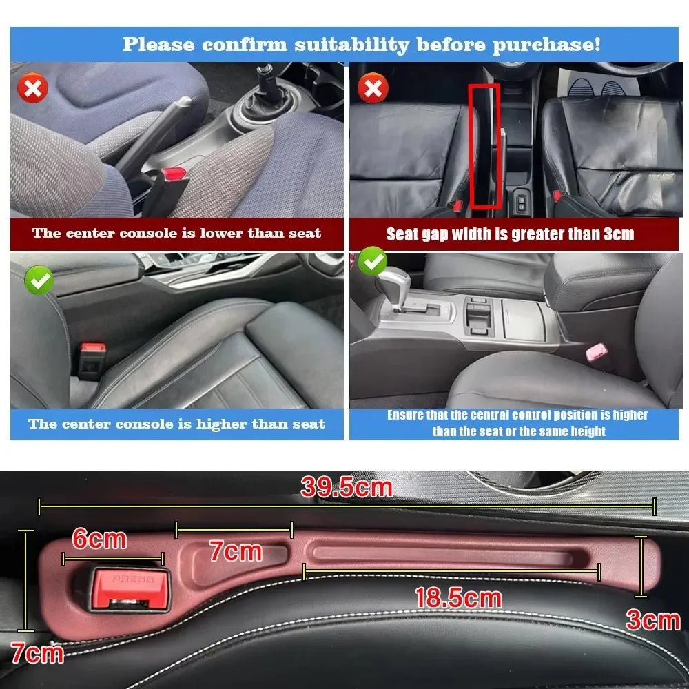 1 Pair Car Seat Gap Filler Leak Proof Crevice Storage Organizer Universal Fit Between Seats Console Auto Interior Accessories - Shellcreations