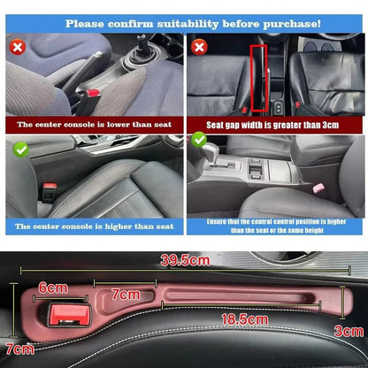 1 Pair Car Seat Gap Filler Leak Proof Crevice Storage Organizer Universal Fit Between Seats Console Auto Interior Accessories - Shellcreations
