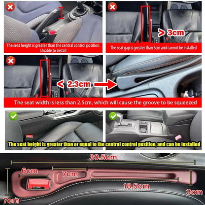 1 Pair Car Seat Gap Filler Leak Proof Crevice Storage Organizer Universal Fit Between Seats Console Auto Interior Accessories - Shellcreations