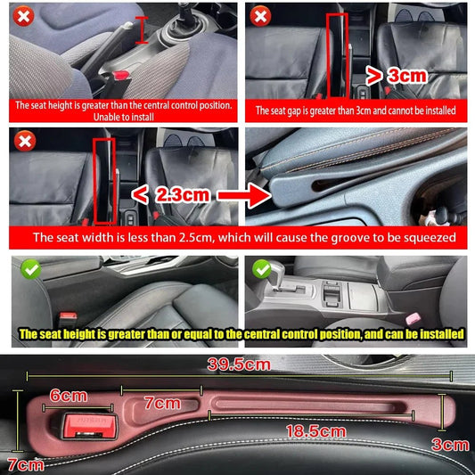 1 Pair Car Seat Gap Filler Leak Proof Crevice Storage Organizer Universal Fit Between Seats Console Auto Interior Accessories - Shellcreations