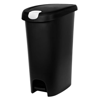12 Gallon, Plastic Slim Lockable Step on Garbage Bin, Black - Shellcreations
