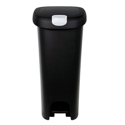 12 Gallon, Plastic Slim Lockable Step on Garbage Bin, Black - Shellcreations