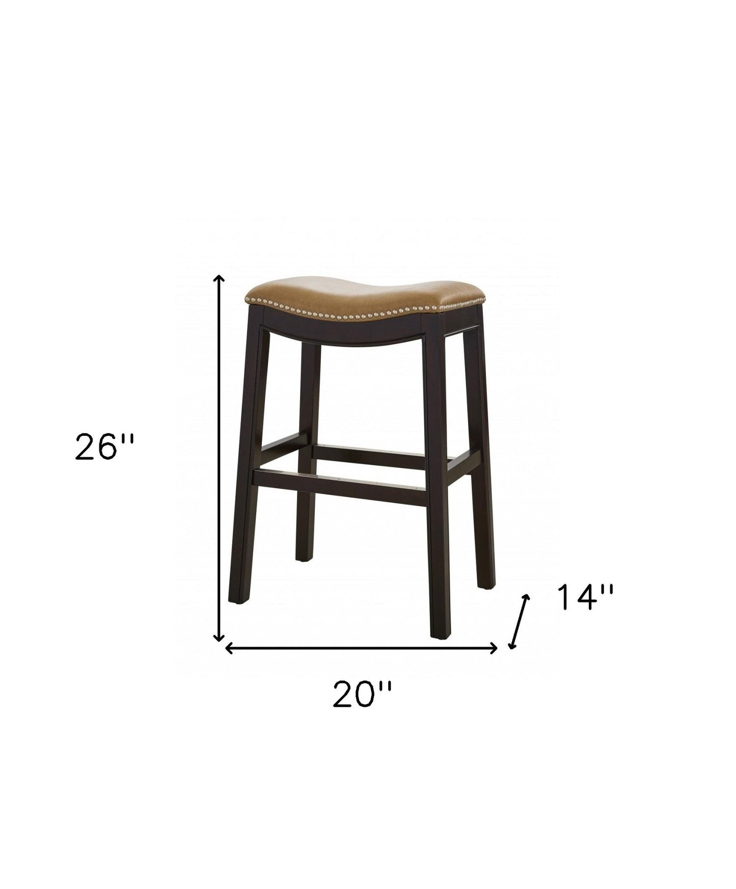 26" Tan and Espresso Solid Wood Backless Bar Height Bar Chair - Shellcreations