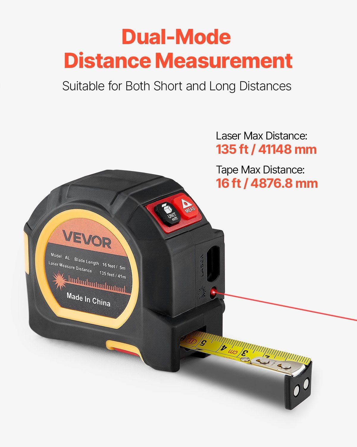 2in1 Laser Tape Measure 135ft Rechargeable Laser 16ft Magnetic Tape - Shellcreations
