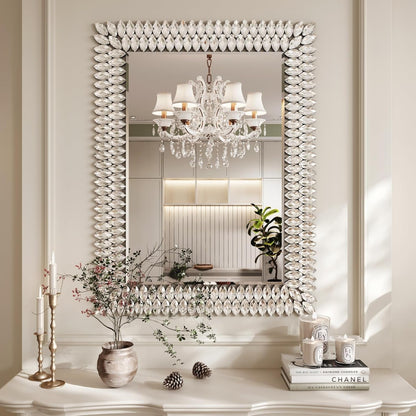 30"X40" Jeweled Bathroom Wall Mirror, Large Rectangle Mirror Decorative Mirror Luxury Vanity Mirror with Diamonds for Master Bath Half Bath Living Room Bedroom Fireplace Mantle Entryway - Shellcreations