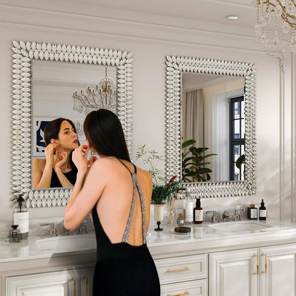 30"X40" Jeweled Bathroom Wall Mirror, Large Rectangle Mirror Decorative Mirror Luxury Vanity Mirror with Diamonds for Master Bath Half Bath Living Room Bedroom Fireplace Mantle Entryway - Shellcreations
