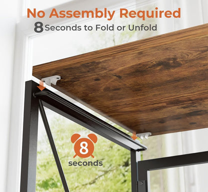 31.5" Vintage Brown Folding Desk No Assembly - Shellcreations