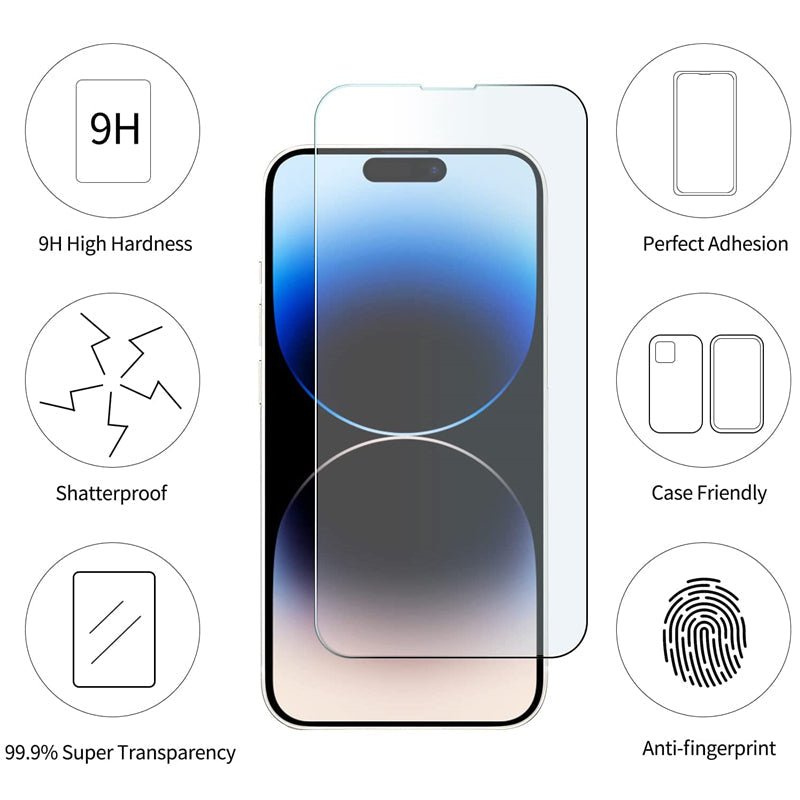 3/5PCS Glass Screen Protector Phone Case for IPhone 12 11 13 14 15 16 Pro Max Mini XS XR X 8 Plus 14Pro 13Pro IPones Front Cover - Shellcreations