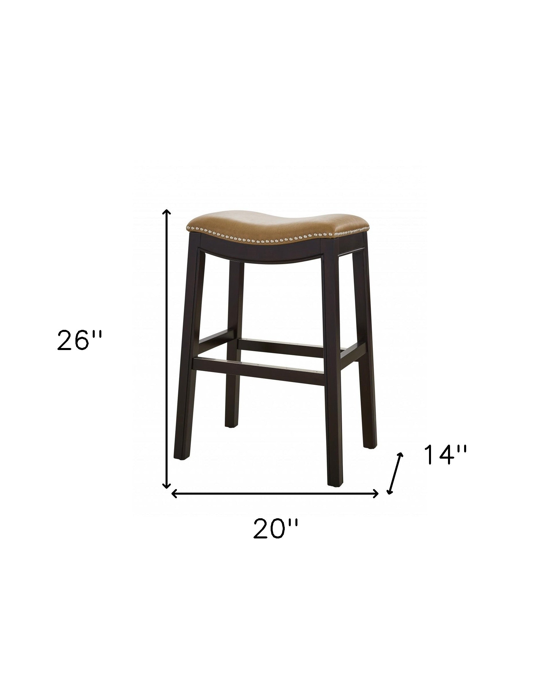 26" Tan and Espresso Solid Wood Backless Bar Height Bar Chair-7