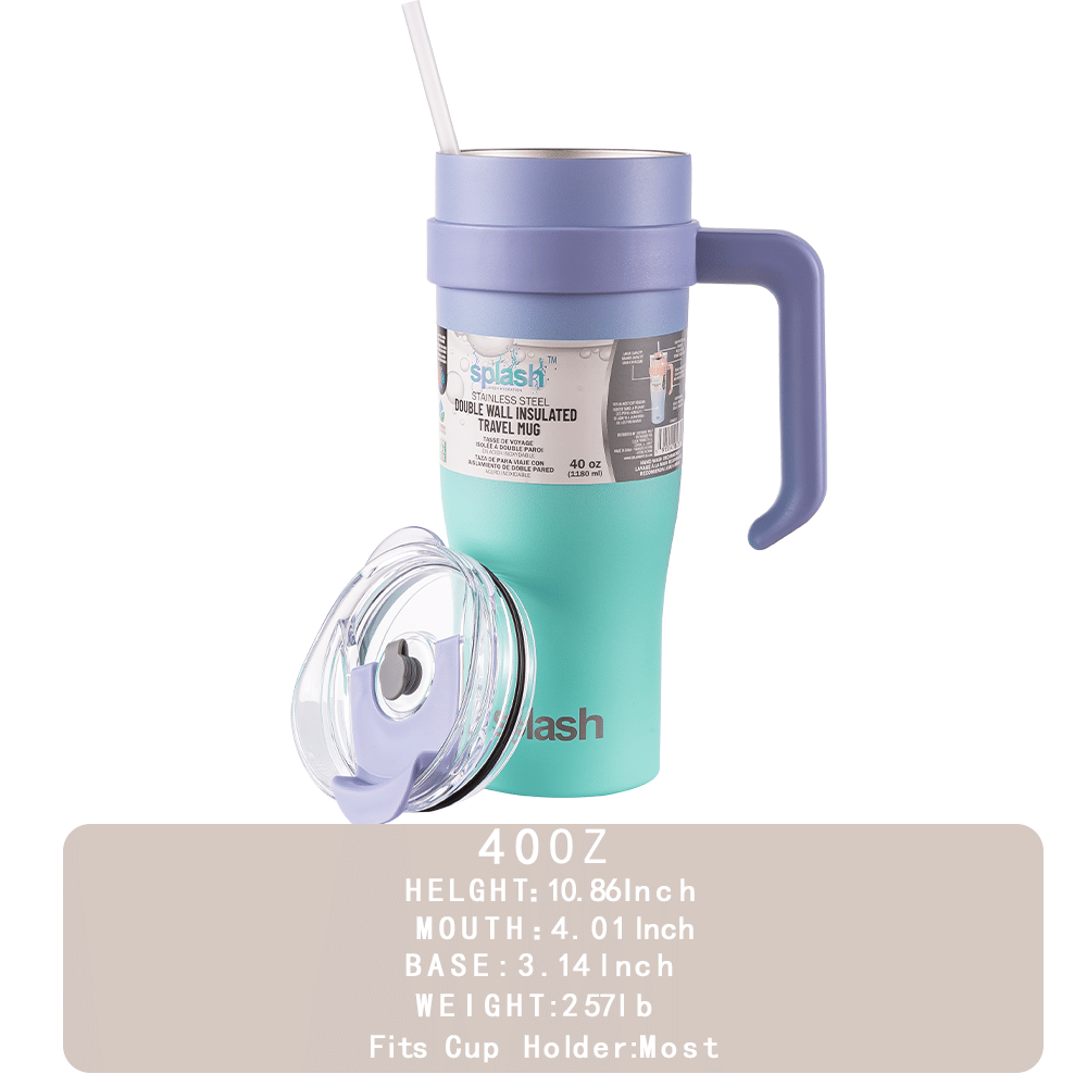 40oz Wall insulated Water Bottle, StainlessSteel Water Cup, For lce Water, lced Tea, CoffeeTo Keeps Drinks Cold, With Handle And StrawCover, For Outdoor, Sports, Home, Office, Car AndTravel - Shellcreations