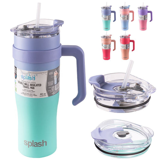 40oz Wall insulated Water Bottle, StainlessSteel Water Cup, For lce Water, lced Tea, CoffeeTo Keeps Drinks Cold, With Handle And StrawCover, For Outdoor, Sports, Home, Office, Car AndTravel - Shellcreations