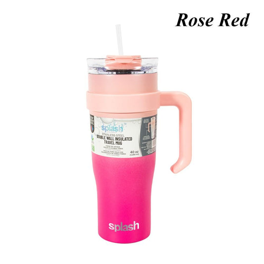 40oz Wall insulated Water Bottle, StainlessSteel Water Cup, For lce Water, lced Tea, CoffeeTo Keeps Drinks Cold, With Handle And StrawCover, For Outdoor, Sports, Home, Office, Car AndTravel - Shellcreations