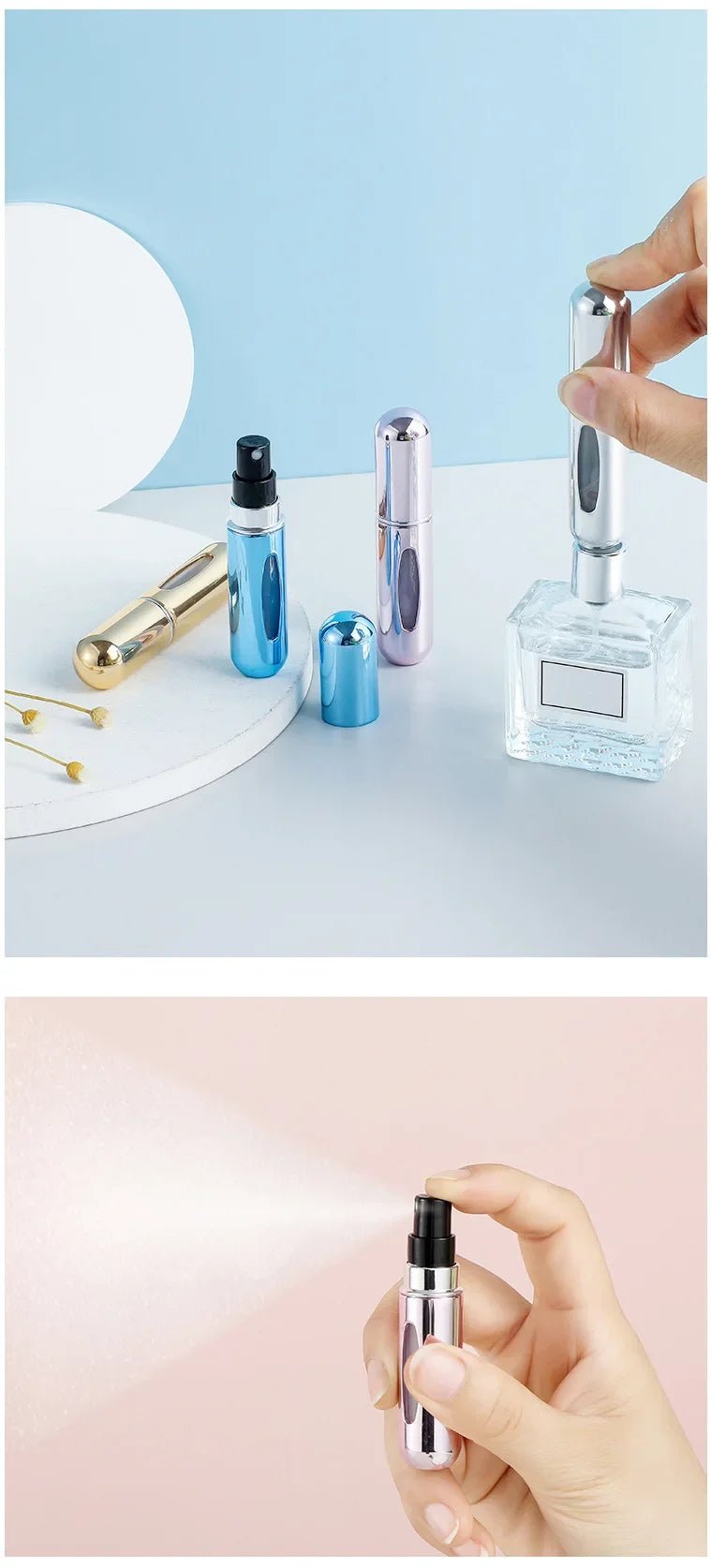 5/8ml Spray Perfume Refillable Bottle Liquid Spray Bottling Dispenser Bottom Charge Portable Travel Cosmetic Sub - Bottle - Shellcreations