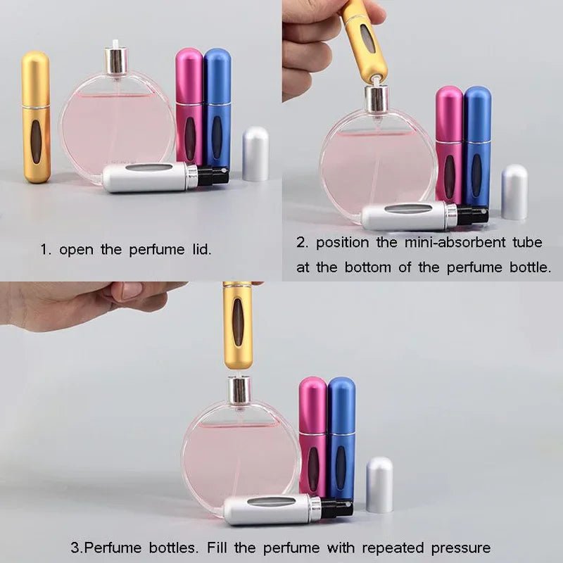 5/8ml Spray Perfume Refillable Bottle Liquid Spray Bottling Dispenser Bottom Charge Portable Travel Cosmetic Sub - Bottle - Shellcreations