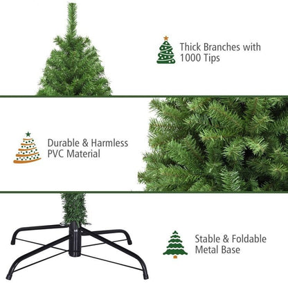 6/7.5/9ft Premium Artificial Hinged PVC Christmas Tree with Metal Stand - Shellcreations