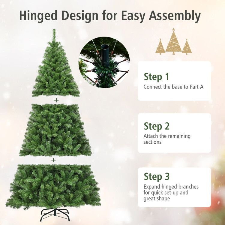 6/7.5/9ft Premium Artificial Hinged PVC Christmas Tree with Metal Stand - Shellcreations