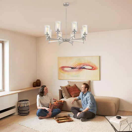 8 Light Brushed Nickel Chandelier: Dining Room, Living - Shellcreations