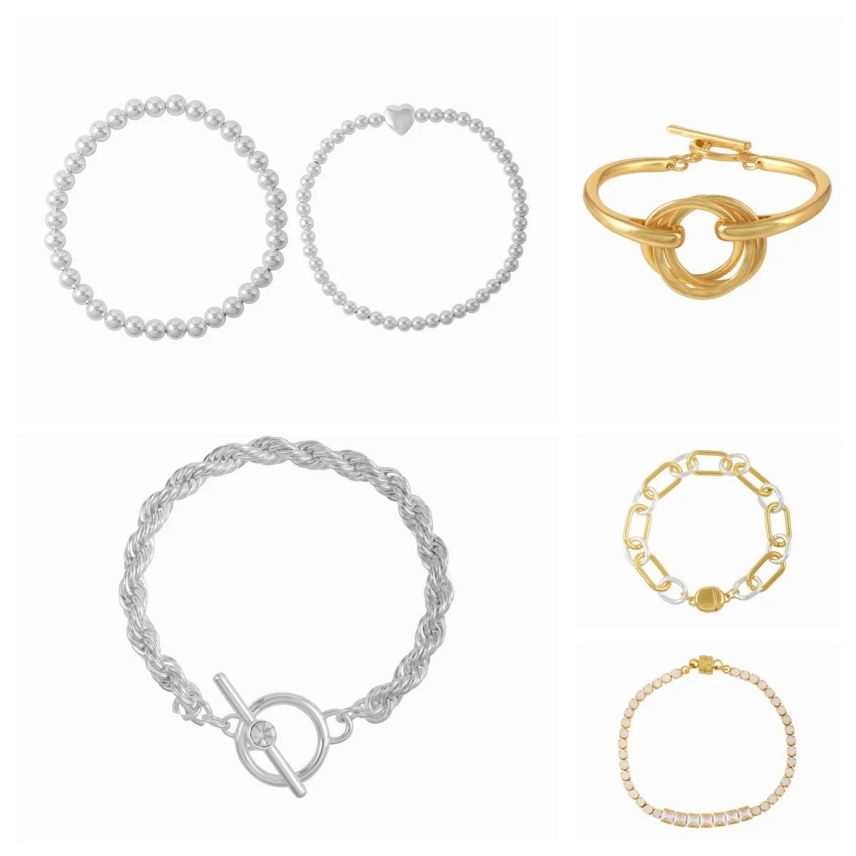 86 York Light Luxury Multi - layer Beaded Link Brass Gold - plated Bracelet Retro Style Link Bracelet for Women Fashion Jewelry - Shellcreations