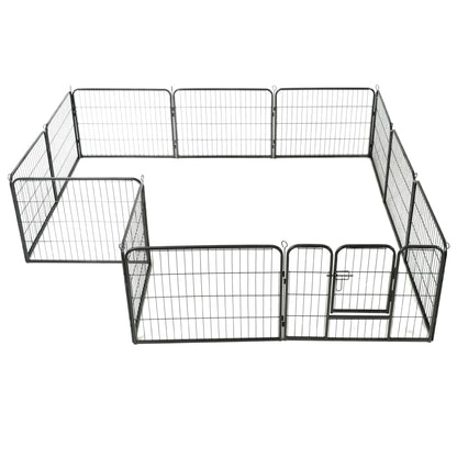 vidaXL Dog Playpen 12 Panels Steel 31.5"x23.6" Black-1