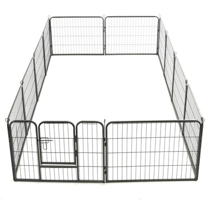 vidaXL Dog Playpen 12 Panels Steel 31.5"x23.6" Black-4