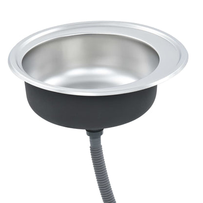 vidaXL Kitchen Sink Undermount Sink with Strainer Stainless Steel Sink Round-1