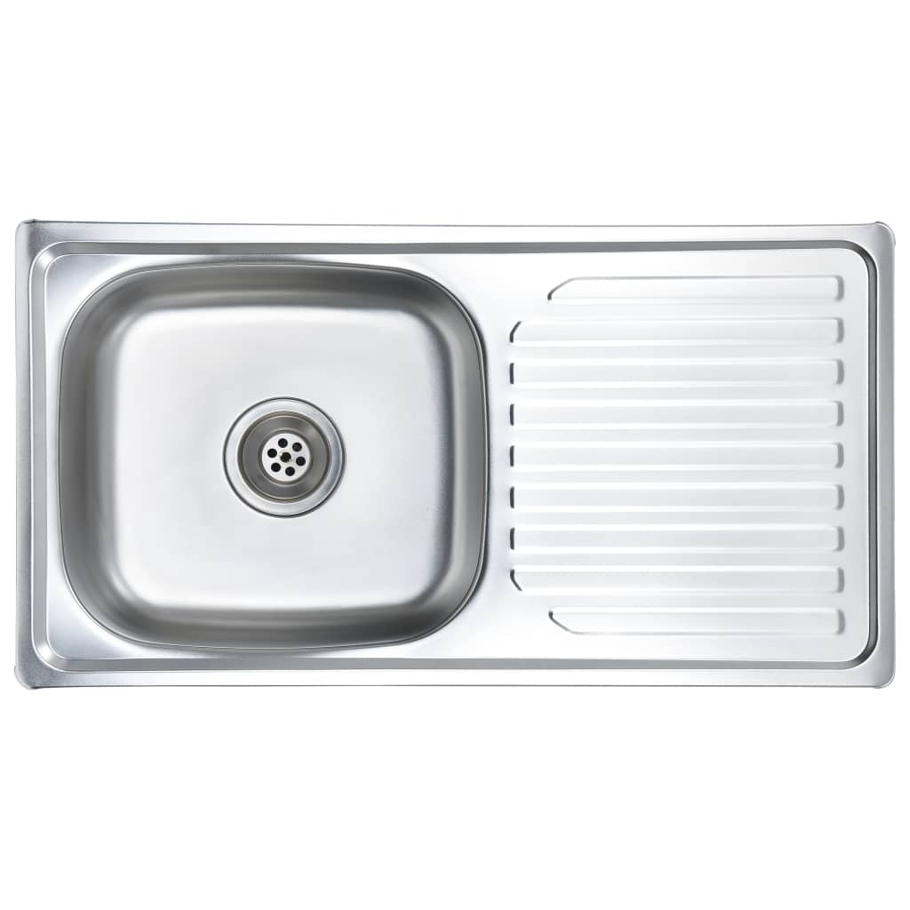 vidaXL Kitchen Sink Undermount Sink with Strainer Stainless Steel Sink Round-4