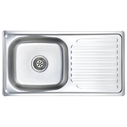 vidaXL Kitchen Sink Undermount Sink with Strainer Stainless Steel Sink Round-4