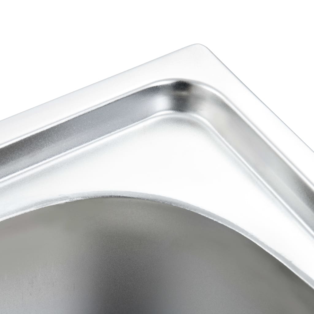 vidaXL Kitchen Sink Undermount Sink with Strainer Stainless Steel Sink Round-3
