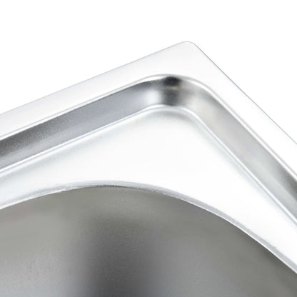 vidaXL Kitchen Sink Undermount Sink with Strainer Stainless Steel Sink Round-3