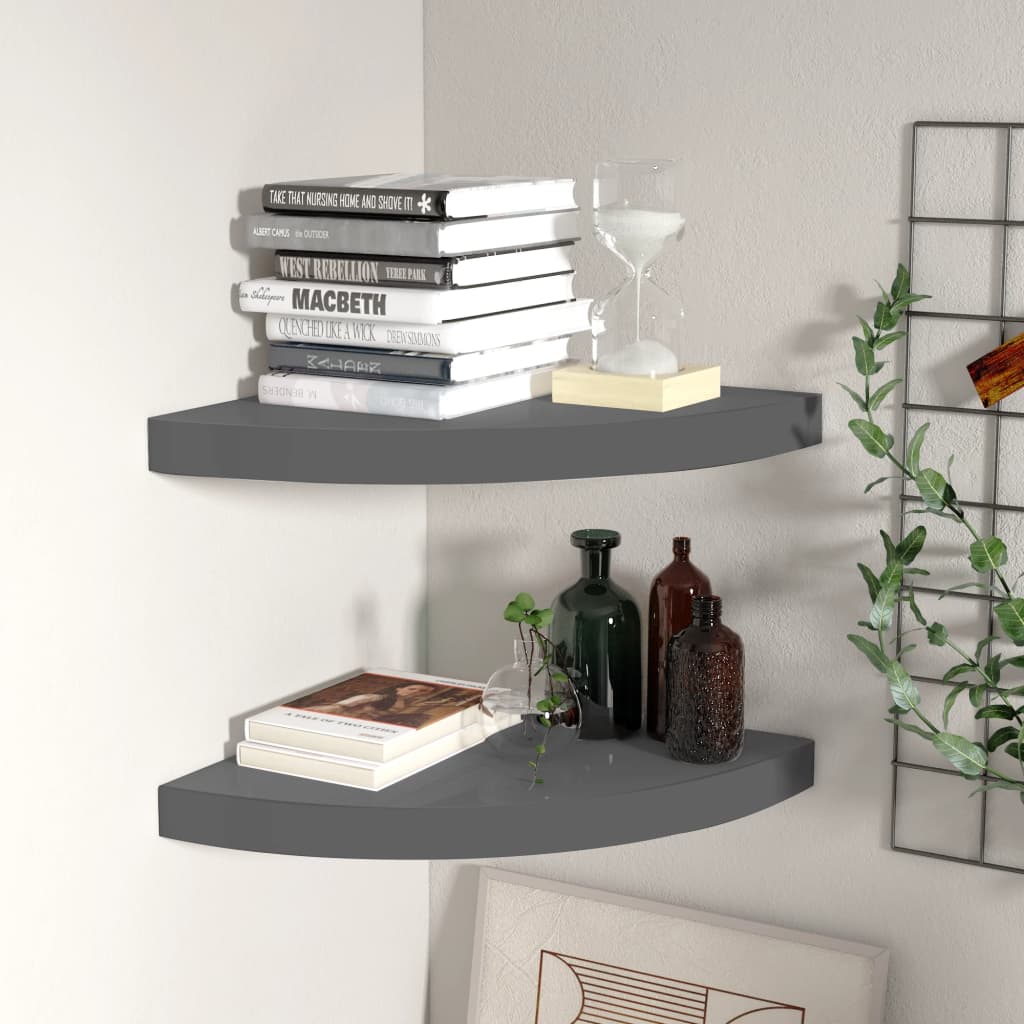 vidaXL Wall Corner Shelf Floating Corner Shelf Wall Mounted Display Shelf-33