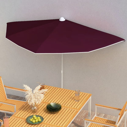 vidaXL Garden Half Parasol with Pole Outdoor Umbrella Sunshade Multi Colors-10