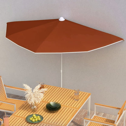 vidaXL Garden Half Parasol with Pole Outdoor Umbrella Sunshade Multi Colors-11